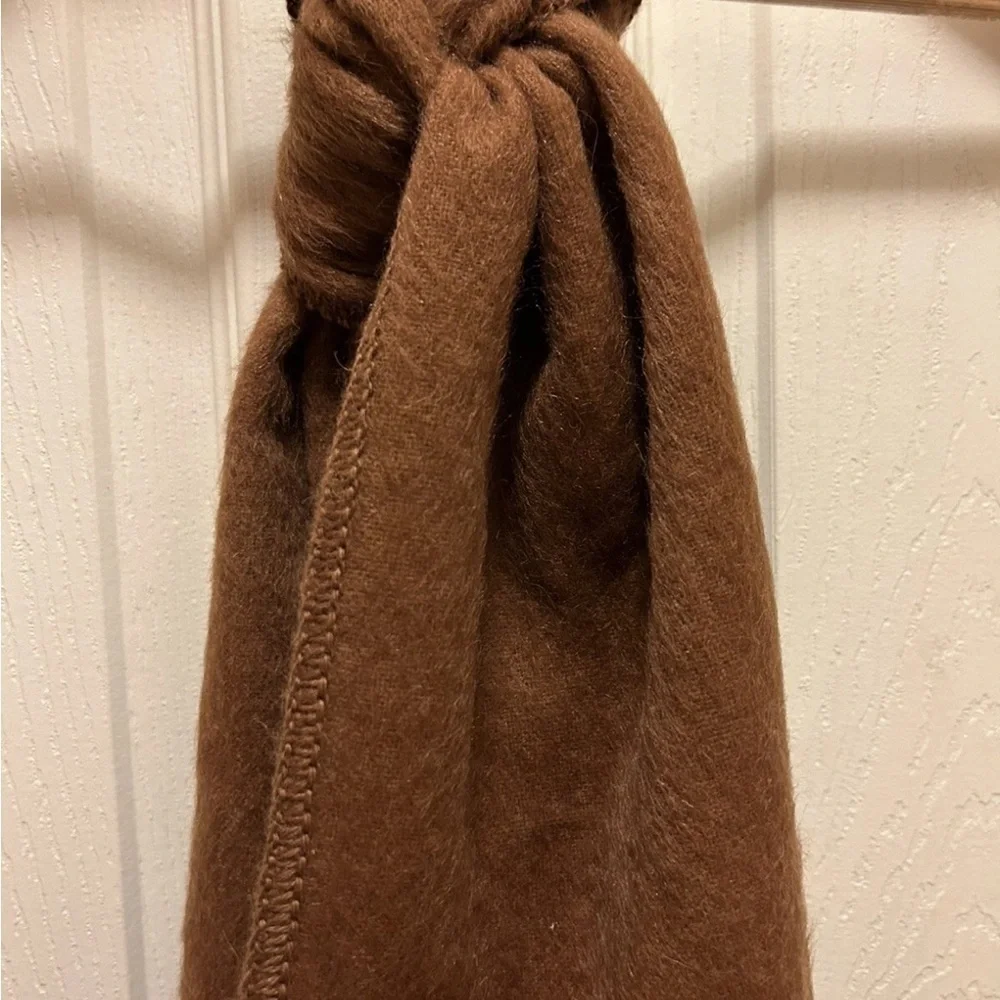 Alpaca Camargo Wool Brown Fringe Scarf